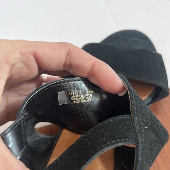 Mariella Black Suede Leather Sandal Block Heels Ankle Strap Italy 9.5 Womens - Picture 4 of 16